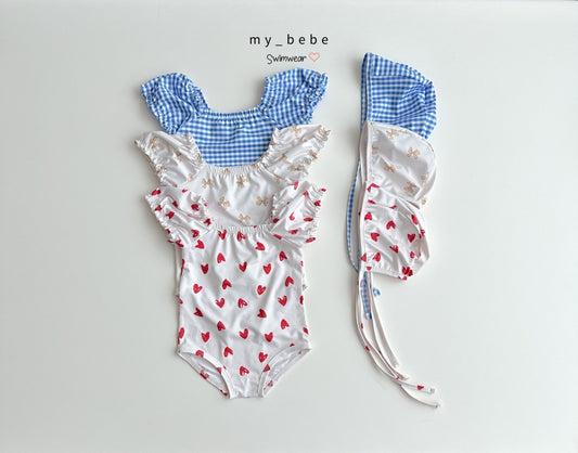 [My Bebe] Shirring Swim Suit + Hat Set