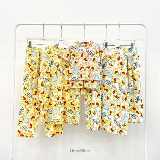 [Lime&Blue] Balloon Pooh Home Wear Set (Mom&Dad Couple)