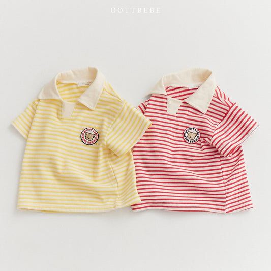 [Oottbebe] Oottland Stripe Collar T-Shirts