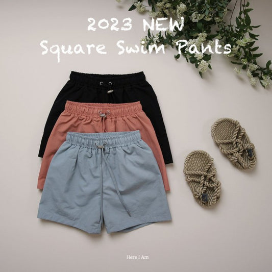 Square Swim Shorts [Deep Orange/Dad Free Size(-L)]