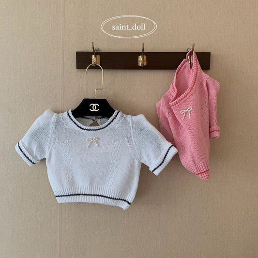 [Saint Doll] Ribbon Pearl Sweater Top