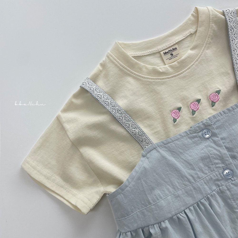 [Bbo N Chu] Rose Embroidery T-Shirts