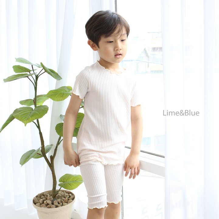 [Lime&Blue] Pastel Modal Ribbed Home Wear Set
