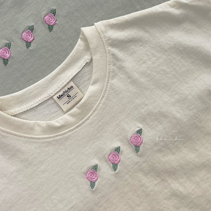 [Bbo N Chu] Rose Embroidery T-Shirts