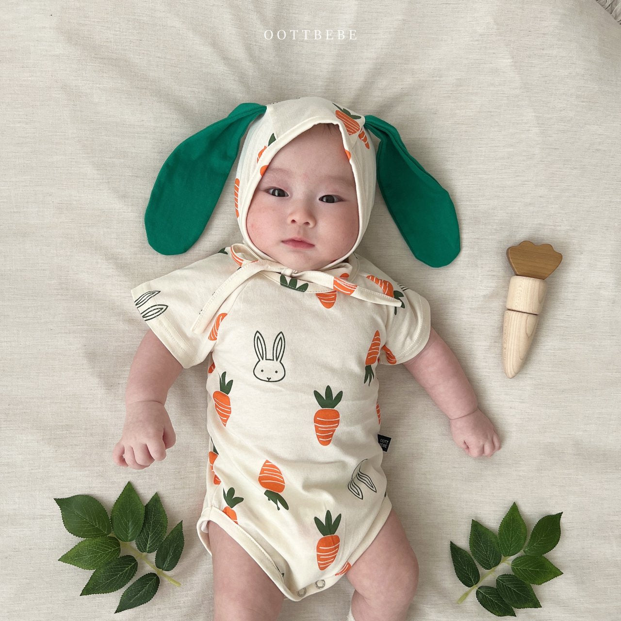 [Oottbebe] Vegetable Body Suit + Bonnet Set
