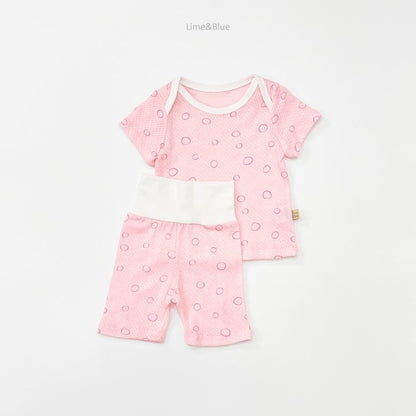 [Lime&Blue] Stone Cotton Mesh Baby Home Wear Set