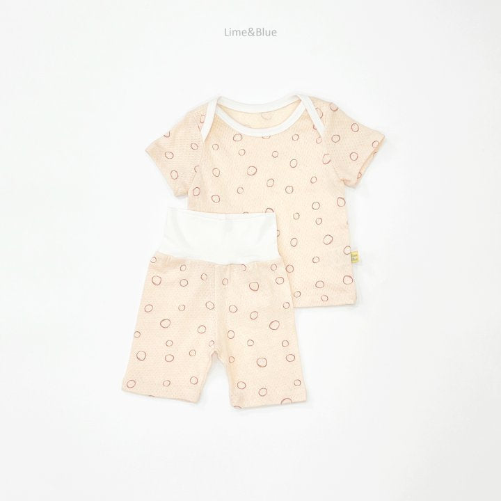 [Lime&Blue] Stone Cotton Mesh Baby Home Wear Set