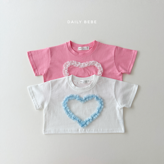 [Daily Bebe] Lace Heart Crop T-Shirts