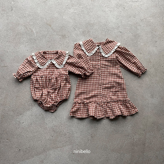Frill Body Suit [Check/Baby S(6-12m)]