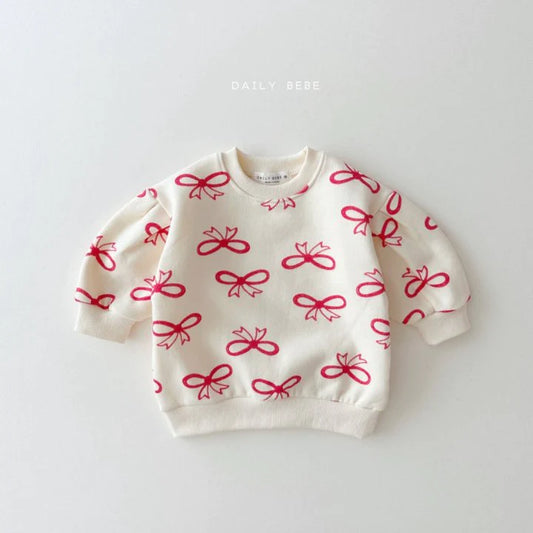 Ribbon Puff Sweatshirt [Cream/L(4-5yr)]