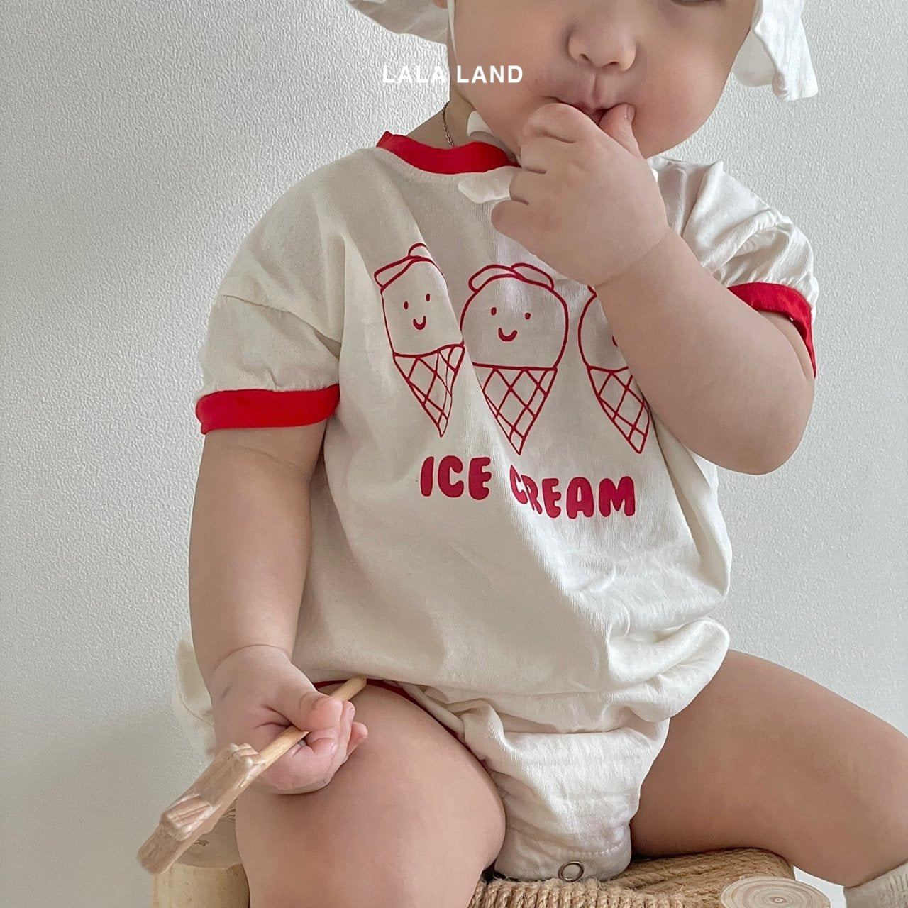Ice Cream Body Suit [Red/Baby S(0-6m)]