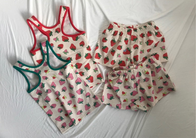 Strawberry Home Wear Set [Green/XL(5-6yr)]