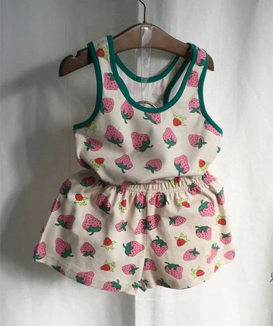 Strawberry Home Wear Set [Green/XL(5-6yr)]