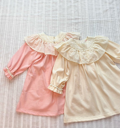 Cream Lace Dress [Pink/XXL(6-7yr)]