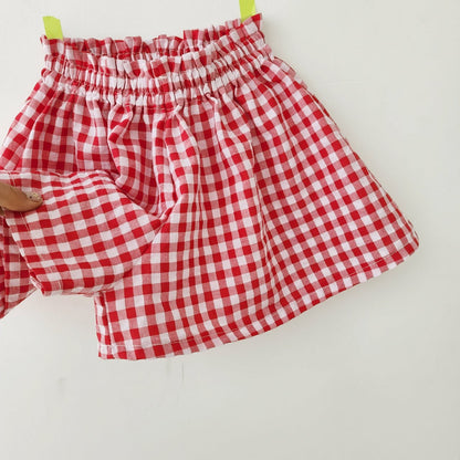 Candy Skirt Pants [Red Check/11/XL(5-6yr)]