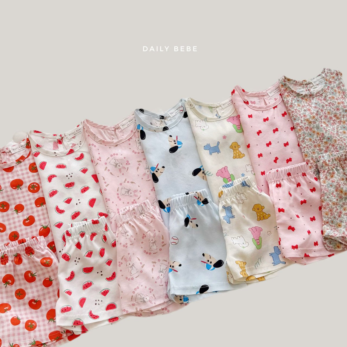 Cooling Rayon Top Bottom Set [Watermelon/M(3-4yr)]