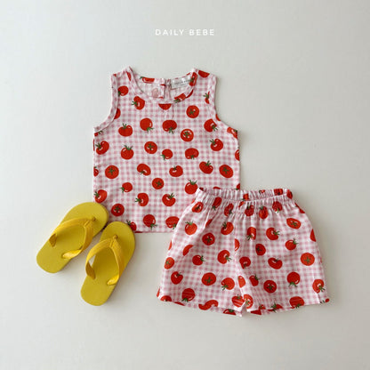 Cooling Rayon Top Bottom Set [Watermelon/M(3-4yr)]