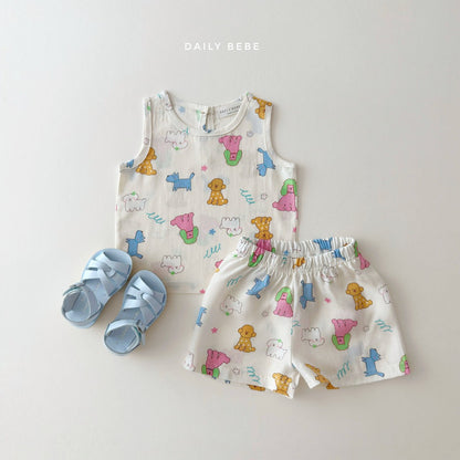 Cooling Rayon Top Bottom Set [Watermelon/M(3-4yr)]