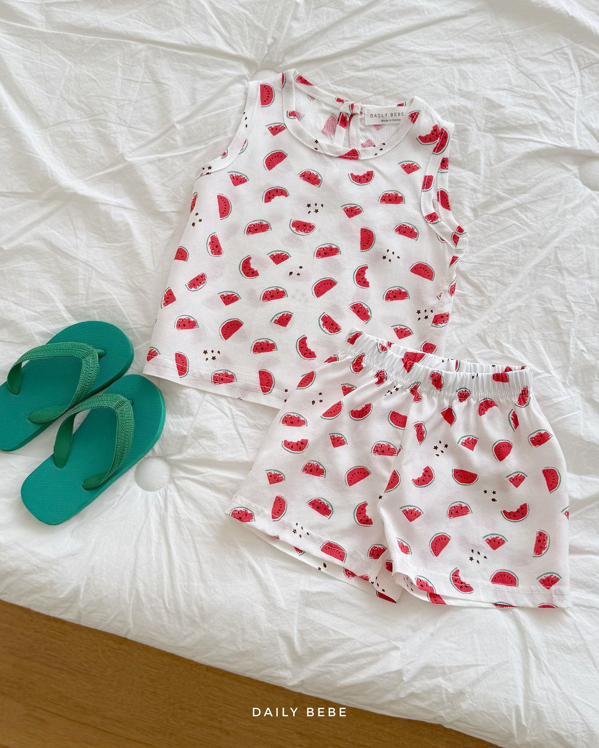 Cooling Rayon Top Bottom Set [Watermelon/M(3-4yr)]