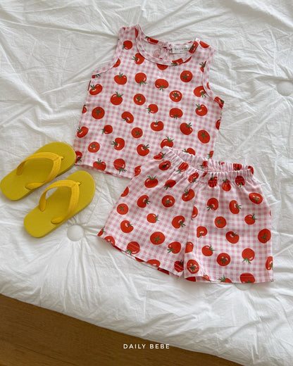 Cooling Rayon Top Bottom Set [Watermelon/M(3-4yr)]