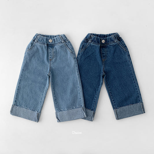 [PRE-ORDER] Cutting Roll-Up Wide Denim Pants