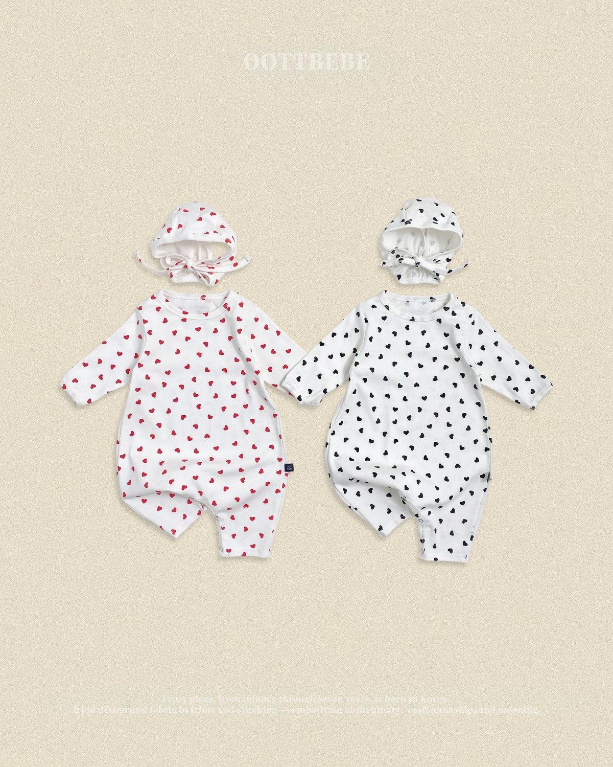 [PRE-ORDER] Petit Heart Body Suit + Bonnet Set