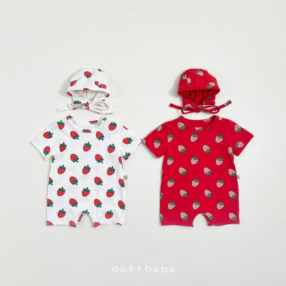 [PRE-ORDER] Strawberry Body Suit + Bonnet Set