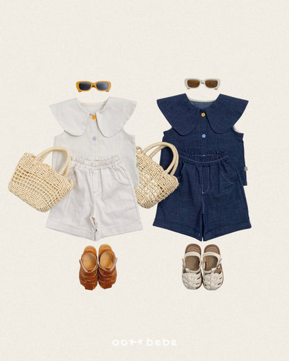 [PRE-ORDER] Heart Denim Collar Blouse