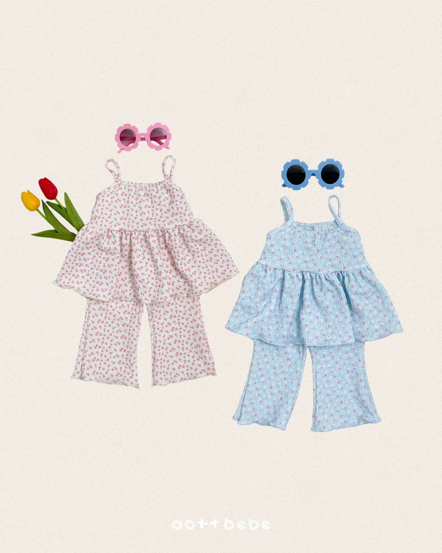 [PRE-ORDER] Peach Flower Top Bottom Set