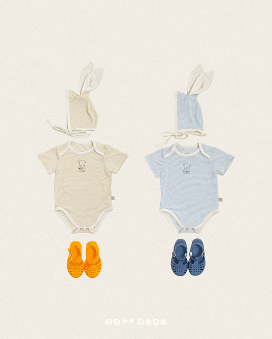 [PRE-ORDER] Chewy Stripe Body Suit + Bonnet Set