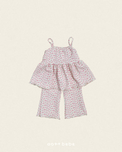 [PRE-ORDER] Peach Flower Top Bottom Set