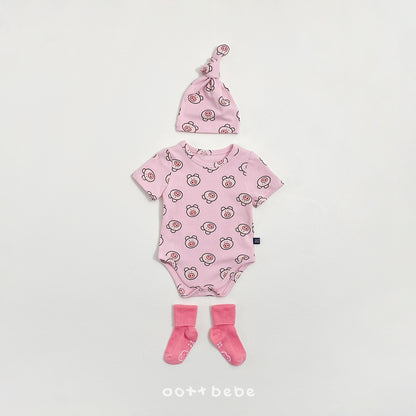 [PRE-ORDER] Happy Friends Body Suit + Bonnet Set