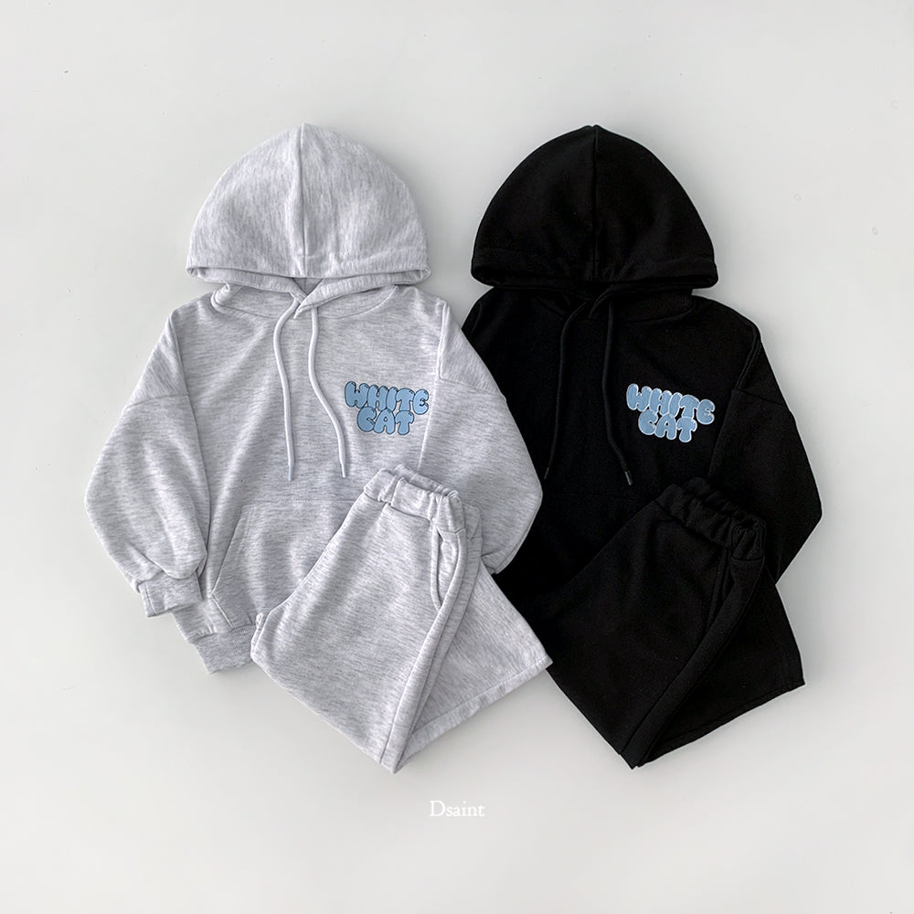 [PRE-ORDER] White Cat Hoodie Top Bottom Set