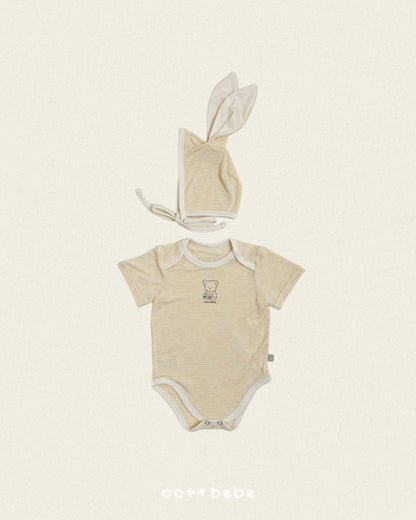 [PRE-ORDER] Chewy Stripe Body Suit + Bonnet Set