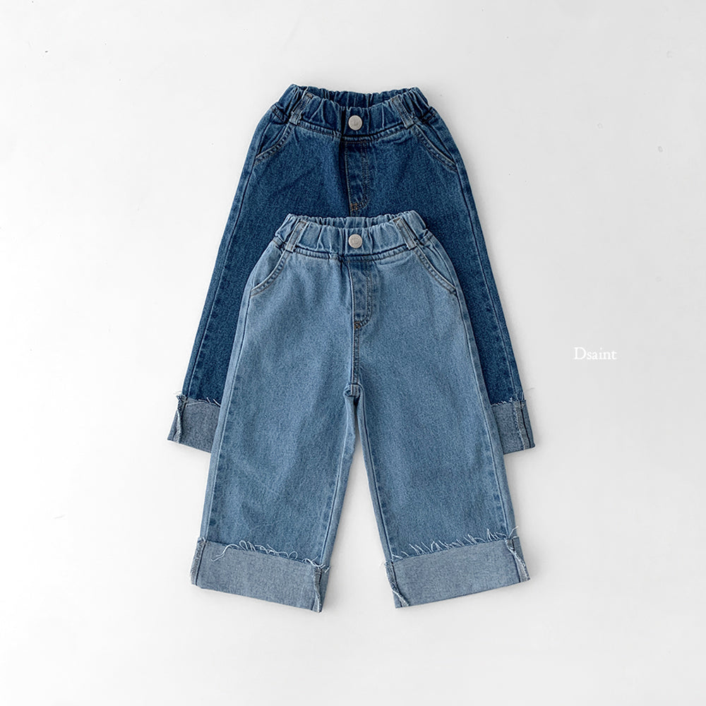 [PRE-ORDER] Cutting Roll-Up Wide Denim Pants
