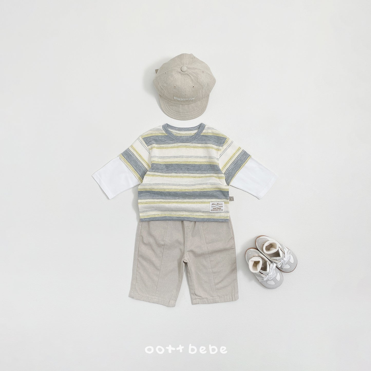 Breeze Layered T-Shirts [Grey/Yellow/M(3-4yr)]
