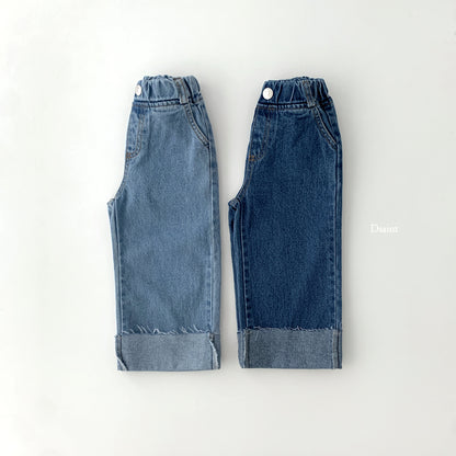 [PRE-ORDER] Cutting Roll-Up Wide Denim Pants