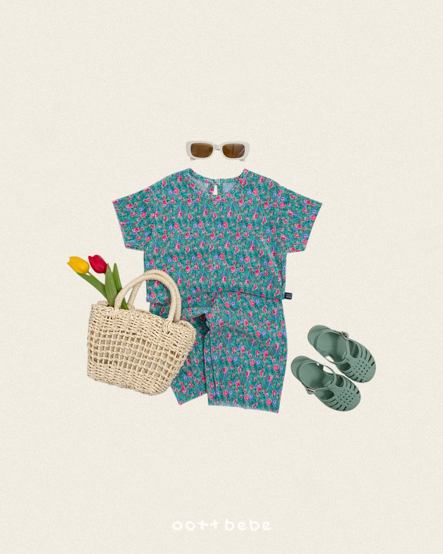 [PRE-ORDER] Flower Pleats Top Bottom Set