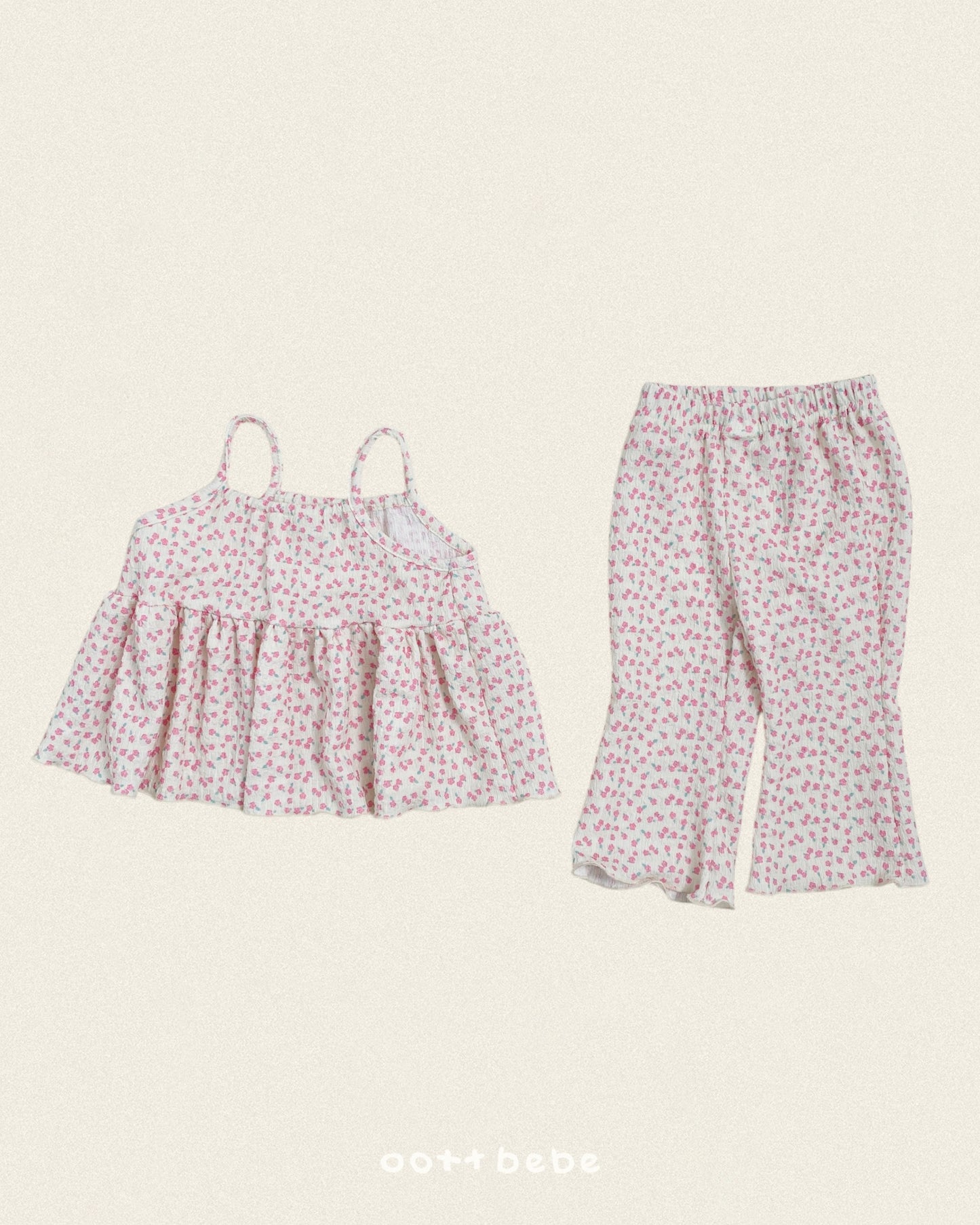 [PRE-ORDER] Peach Flower Top Bottom Set