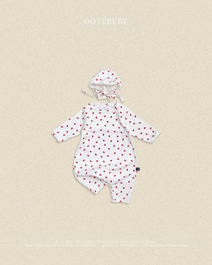 [PRE-ORDER] Petit Heart Body Suit + Bonnet Set