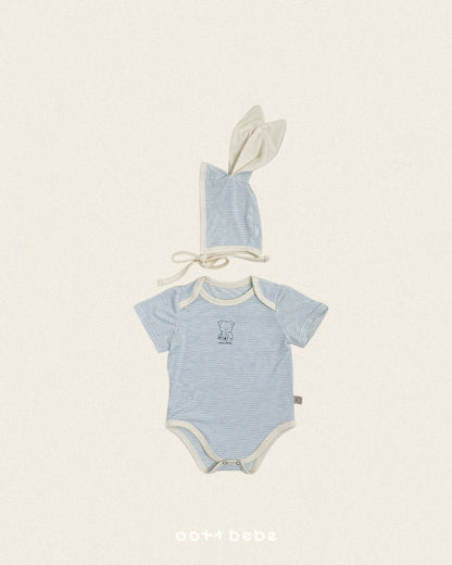 [PRE-ORDER] Chewy Stripe Body Suit + Bonnet Set