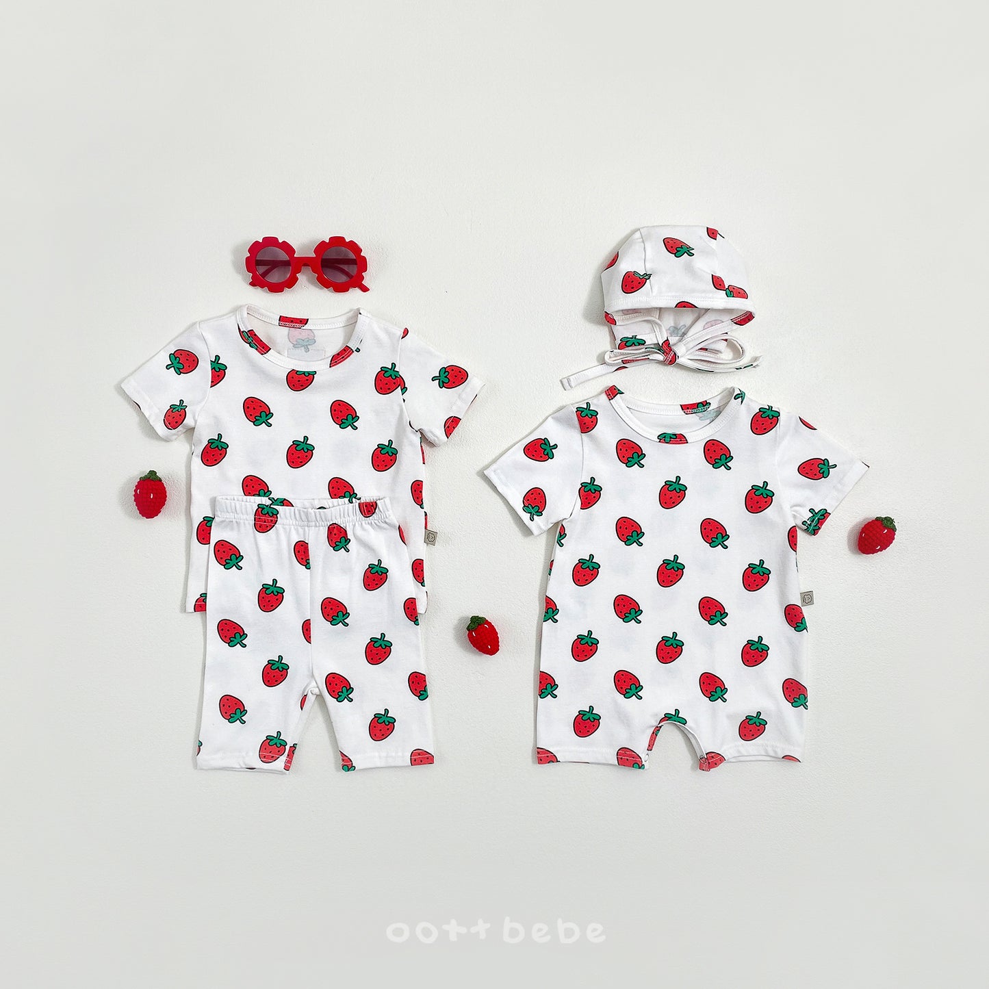 [PRE-ORDER] Strawberry Body Suit + Bonnet Set