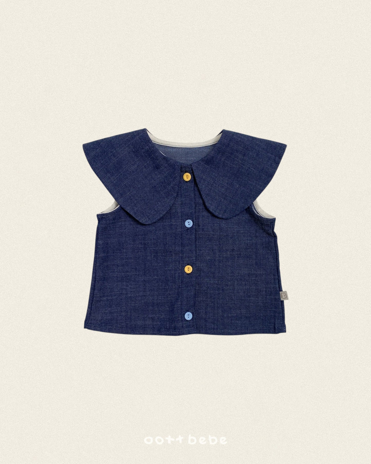 [PRE-ORDER] Heart Denim Collar Blouse
