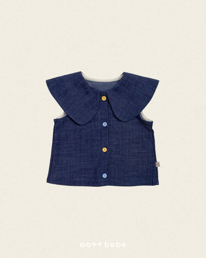 [PRE-ORDER] Heart Denim Collar Blouse
