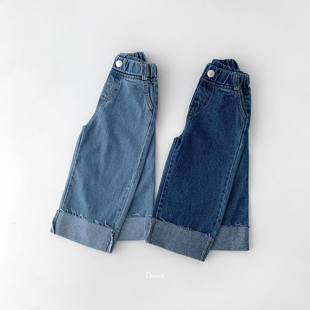 [PRE-ORDER] Cutting Roll-Up Wide Denim Pants