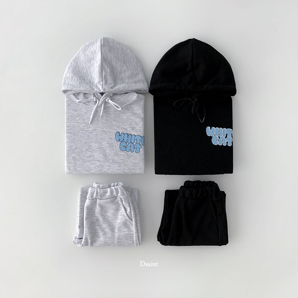 [PRE-ORDER] White Cat Hoodie Top Bottom Set