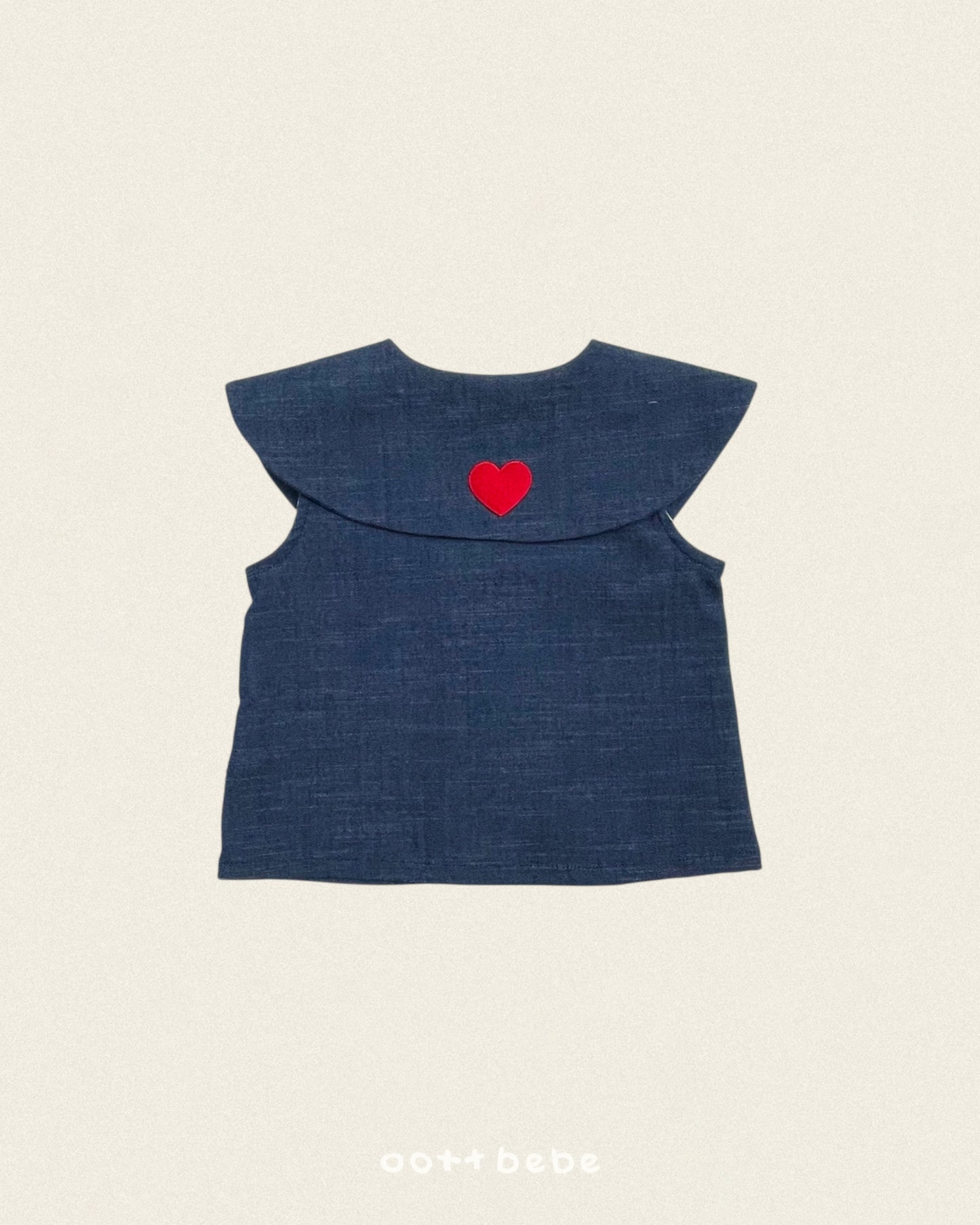[PRE-ORDER] Heart Denim Collar Blouse