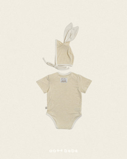 [PRE-ORDER] Chewy Stripe Body Suit + Bonnet Set