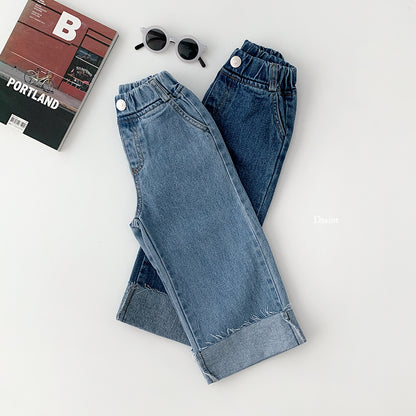 [PRE-ORDER] Cutting Roll-Up Wide Denim Pants