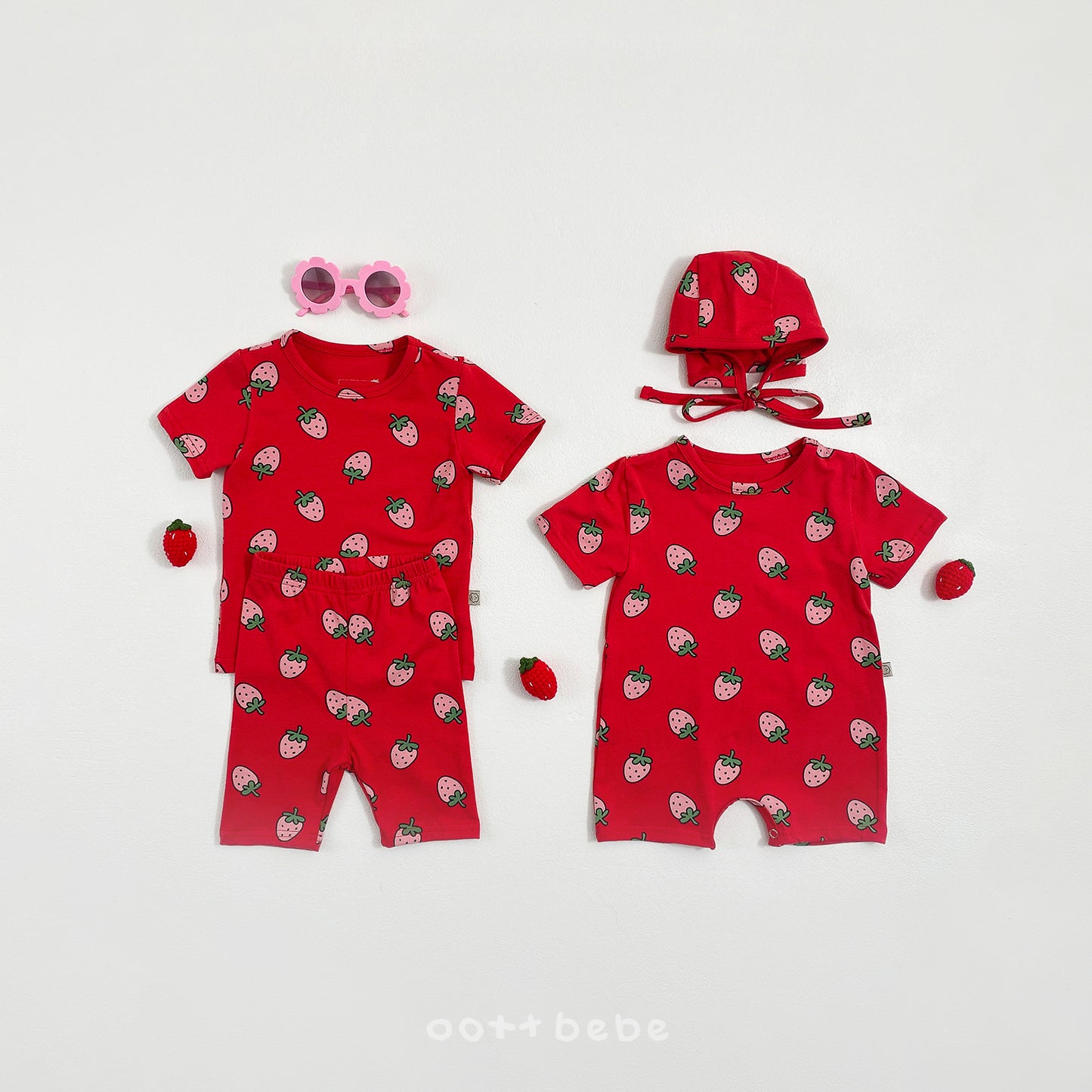 [PRE-ORDER] Strawberry Body Suit + Bonnet Set